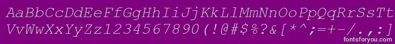CourierNewCeItalic Font – Green Fonts on Purple Background