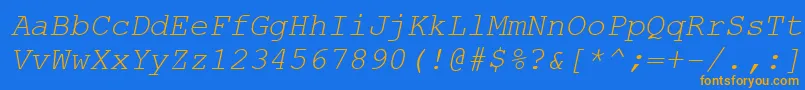 CourierNewCeItalic Font – Orange Fonts on Blue Background
