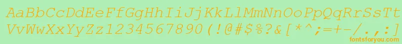 CourierNewCeItalic Font – Orange Fonts on Green Background