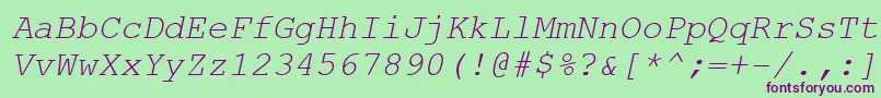 CourierNewCeItalic Font – Purple Fonts on Green Background
