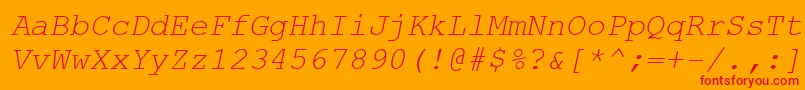CourierNewCeItalic Font – Red Fonts on Orange Background