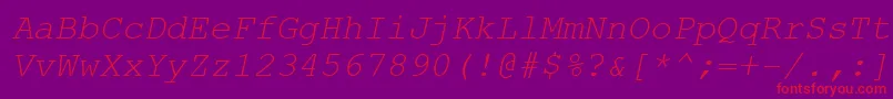 CourierNewCeItalic Font – Red Fonts on Purple Background