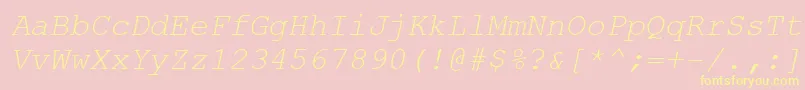CourierNewCeItalic Font – Yellow Fonts on Pink Background