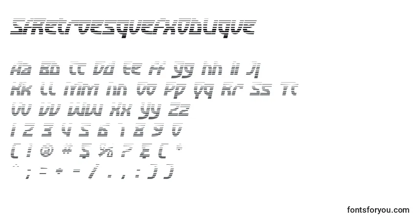 Schriftart SfRetroesqueFxOblique – Alphabet, Zahlen, spezielle Symbole