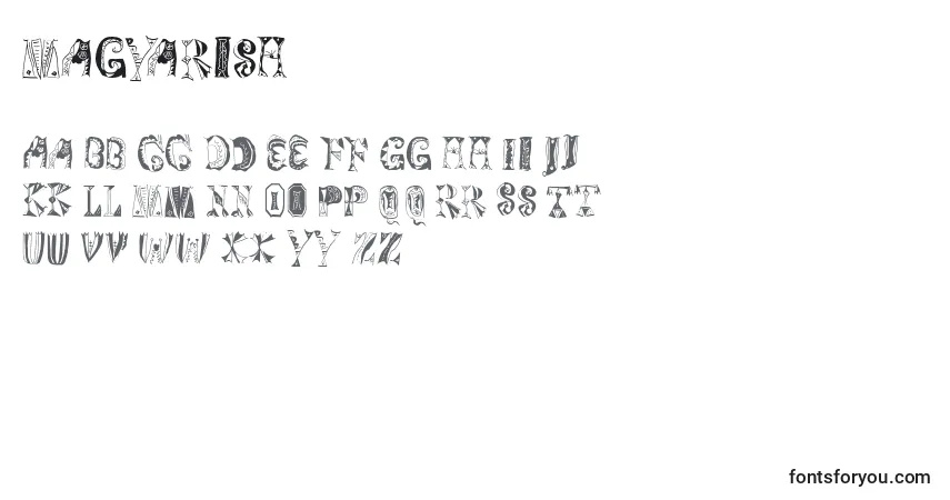 A fonte Magyarish – alfabeto, números, caracteres especiais