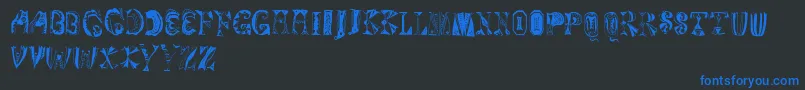 フォントMagyarish – 黒い背景に青い文字