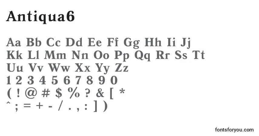 Czcionka Antiqua6 – alfabet, cyfry, specjalne znaki