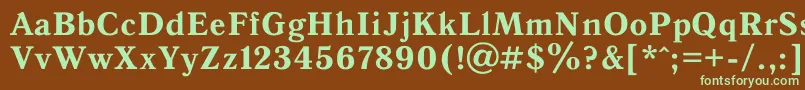 フォントAntiqua6 – 緑色の文字が茶色の背景にあります。