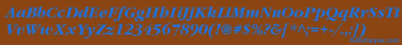 Saiba mais sobre a fonte ItcGaramondLtBoldItalic Fonte ItcGaramondLtBoldItalic – fontes azuis em um fundo marrom