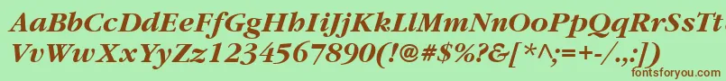 Fonte ItcGaramondLtBoldItalic – fontes marrons em um fundo verde