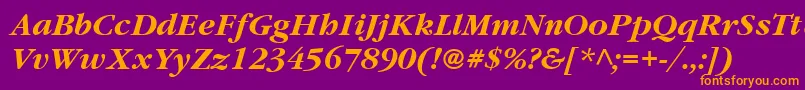 ItcGaramondLtBoldItalic-fontti – oranssit fontit violetilla taustalla