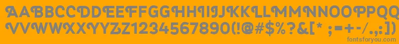 Myra4fCapsBold-fontti – harmaat kirjasimet oranssilla taustalla