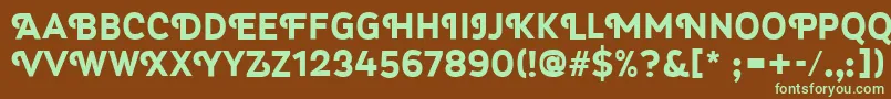 フォントMyra4fCapsBold – 緑色の文字が茶色の背景にあります。