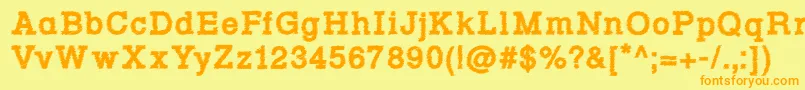 Fonte RowdyTypemachine3Bold – fontes laranjas em um fundo amarelo