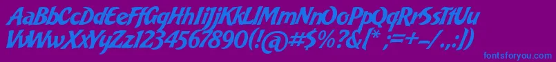 BakeryScript Font – Blue Fonts on Purple Background