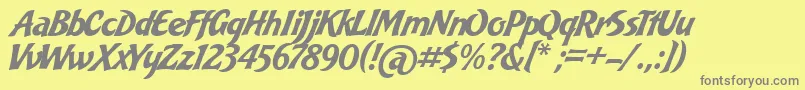 フォントBakeryScript – 黄色の背景に灰色の文字