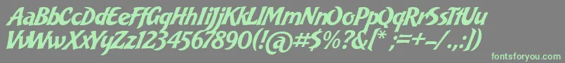 フォントBakeryScript – 灰色の背景に緑のフォント