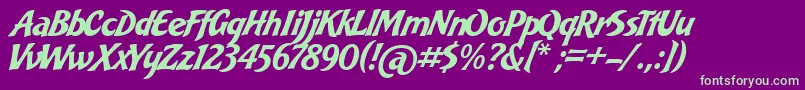 BakeryScript Font – Green Fonts on Purple Background