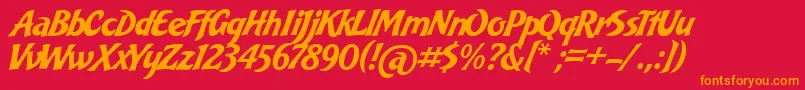 BakeryScript Font – Orange Fonts on Red Background