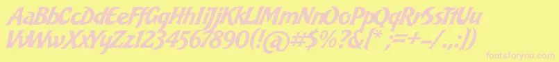 BakeryScript Font – Pink Fonts on Yellow Background