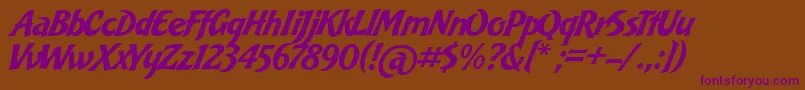 フォントBakeryScript – 紫色のフォント、茶色の背景