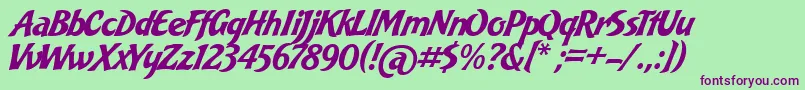 BakeryScript Font – Purple Fonts on Green Background
