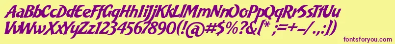 BakeryScript-fontti – violetit fontit keltaisella taustalla