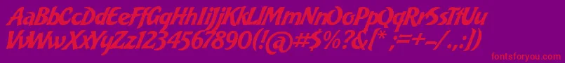 BakeryScript Font – Red Fonts on Purple Background