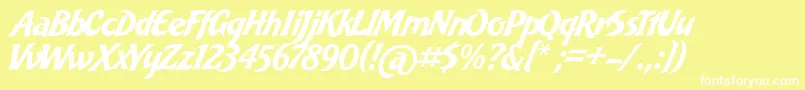 BakeryScript-fontti – valkoiset fontit keltaisella taustalla