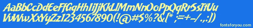 BakeryScript Font – Yellow Fonts on Blue Background