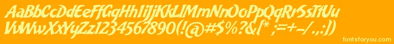BakeryScript Font – Yellow Fonts on Orange Background