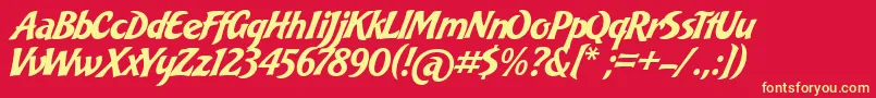 BakeryScript-fontti – keltaiset fontit punaisella taustalla
