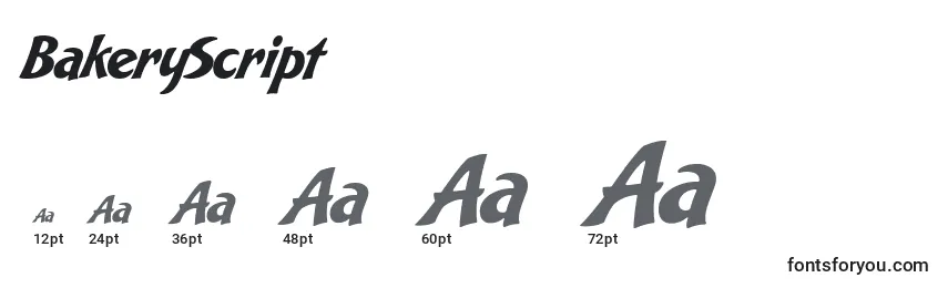 BakeryScript Font Sizes