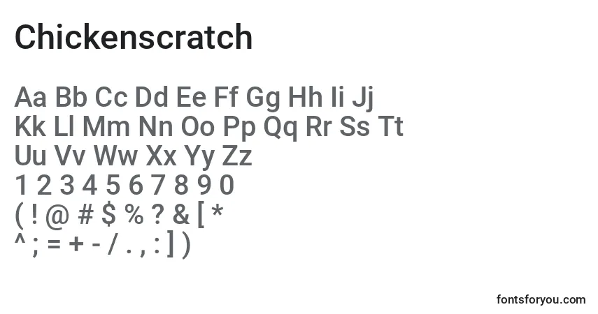 Schriftart Chickenscratch – Alphabet, Zahlen, spezielle Symbole