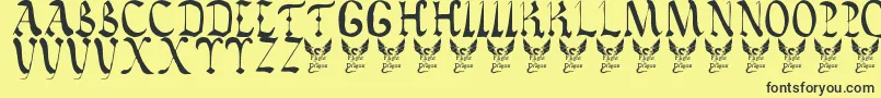 VaticanRoughLetters8thC Font – Black Fonts on Yellow Background