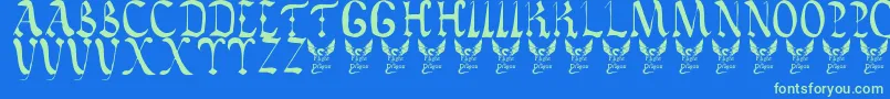 VaticanRoughLetters8thC Font – Green Fonts on Blue Background