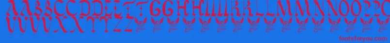Czcionka VaticanRoughLetters8thC – czerwone czcionki na niebieskim tle