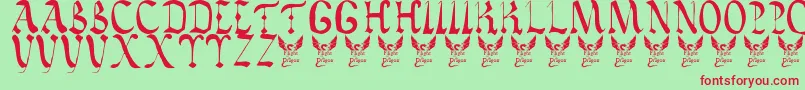 VaticanRoughLetters8thC Font – Red Fonts on Green Background