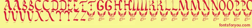 VaticanRoughLetters8thC Font – Red Fonts on Yellow Background