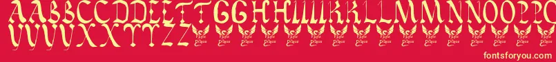VaticanRoughLetters8thC Font – Yellow Fonts on Red Background
