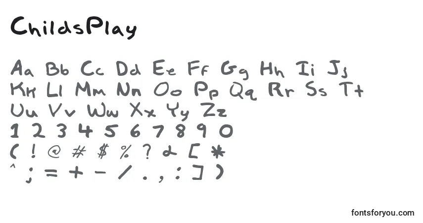 Schriftart ChildsPlay – Alphabet, Zahlen, spezielle Symbole
