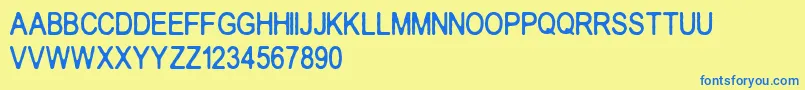 Crakos-Schriftart – Blaue Schriften auf gelbem Hintergrund