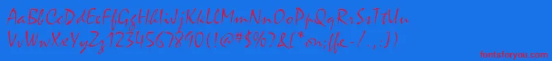 MistralitcTtLight-Schriftart – Rote Schriften auf blauem Hintergrund