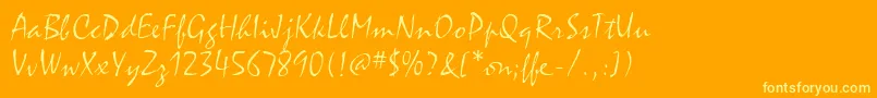 MistralitcTtLight-Schriftart – Gelbe Schriften auf orangefarbenem Hintergrund