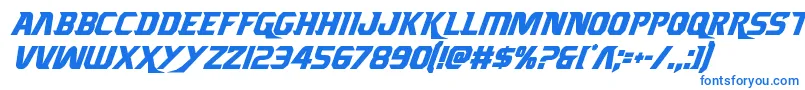 フォントBorgsquadcondital – 白い背景に青い文字