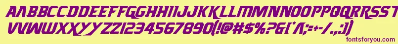 Borgsquadcondital-Schriftart – Violette Schriften auf gelbem Hintergrund
