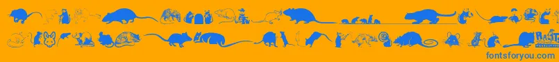 Rats Font – Blue Fonts on Orange Background