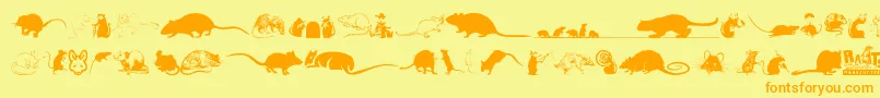 フォントRats – オレンジの文字が黄色の背景にあります。