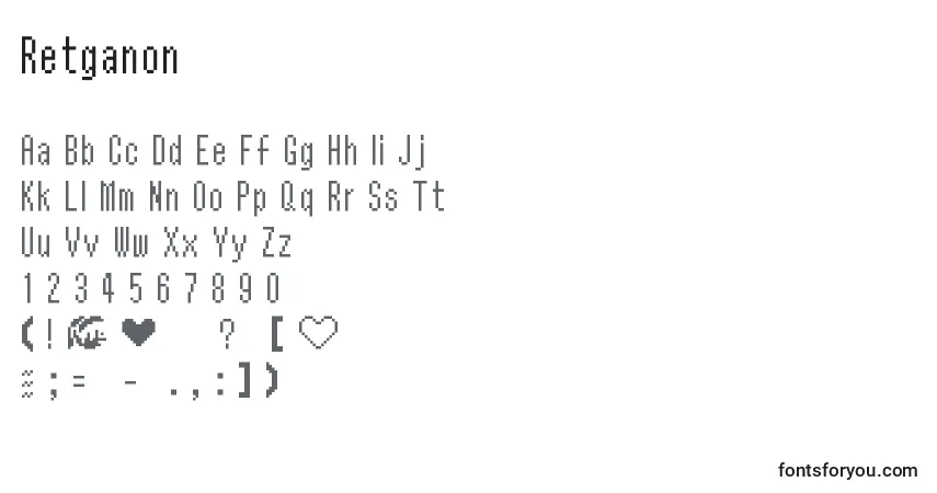Schriftart Retganon – Alphabet, Zahlen, spezielle Symbole