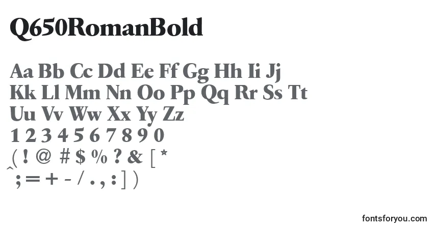 A fonte Q650RomanBold – alfabeto, números, caracteres especiais